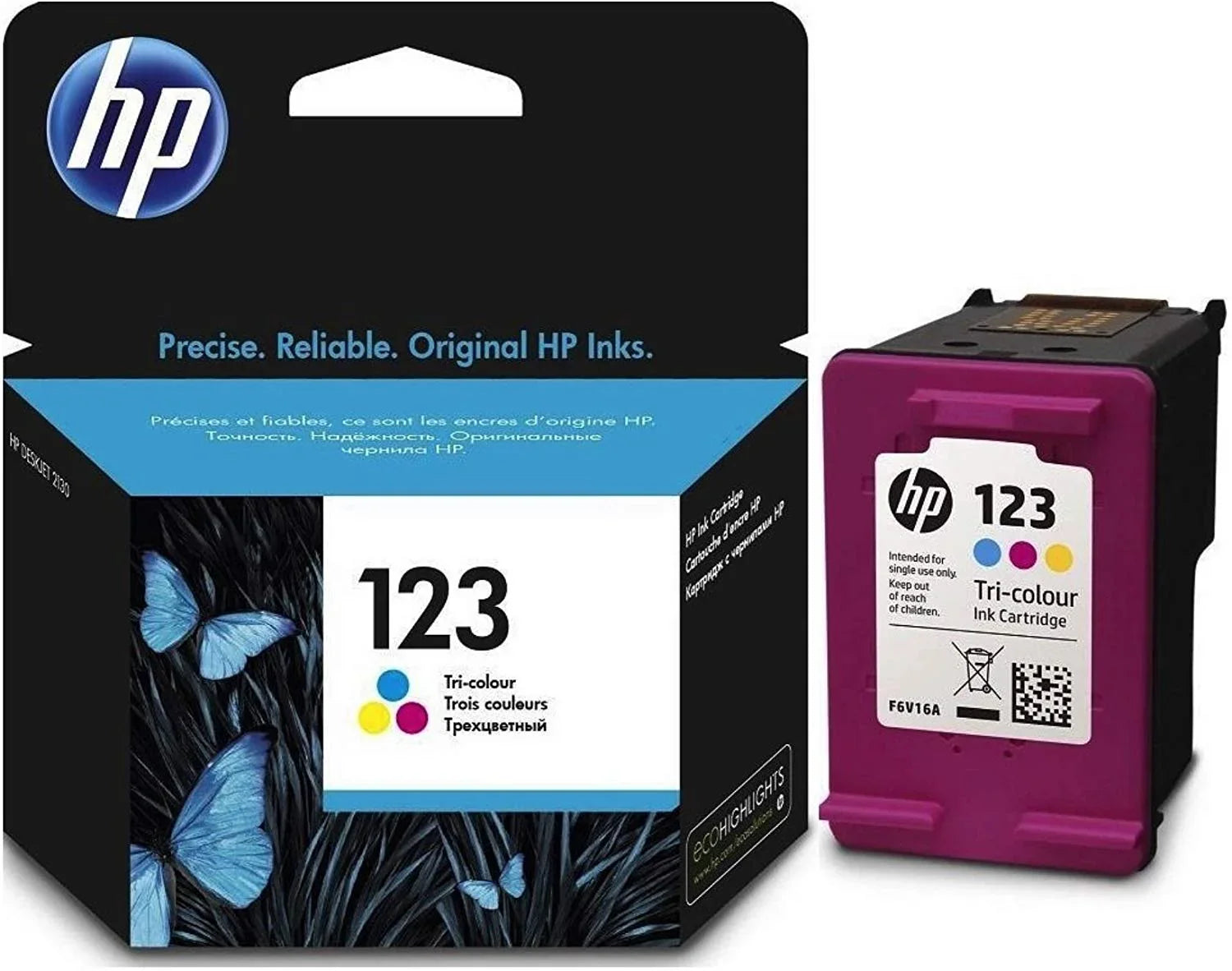 HP 123 Tri-color (Cyan, Magenta, Yellow) Original Ink Advantage Cartridge - F6V16AE - eBuy UAE